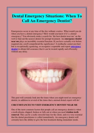 Dental Emergency Situations: When To Call An Emergency Dentist?