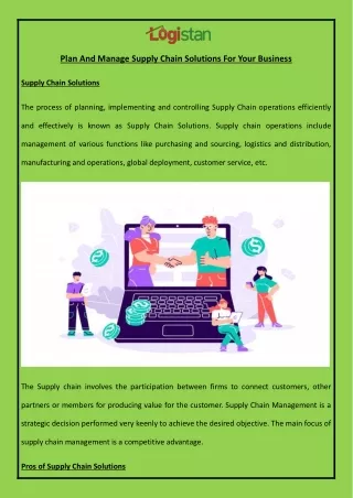 plan and manage supply chain solutions for your