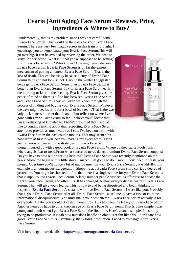 evaria anti aging face serum reviews price