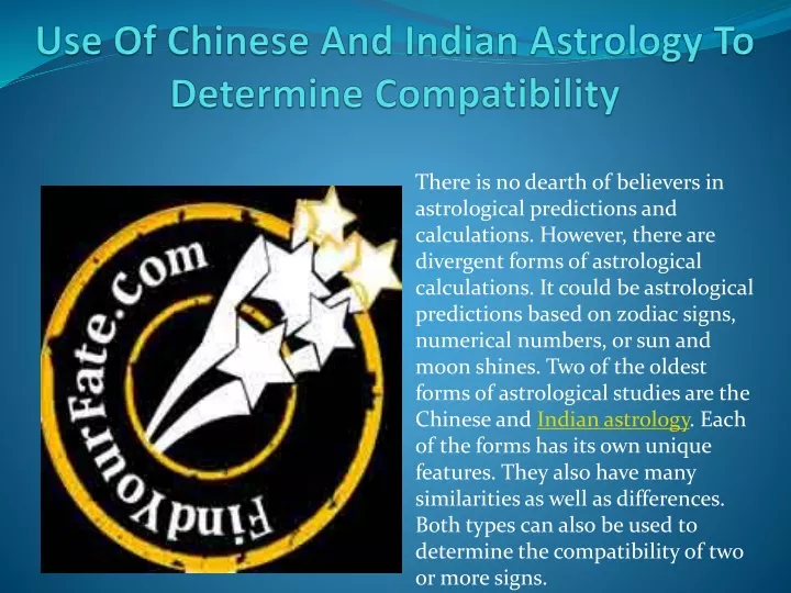 use of chinese and indian astrology to determine compatibility