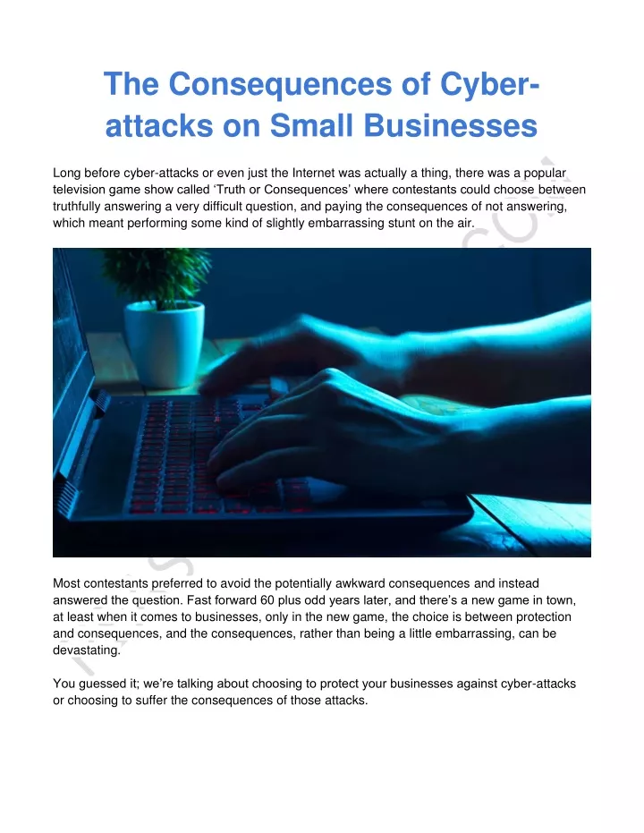 the consequences of cyber attacks on small