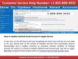 How to Update Outlook Email Account in Apple Device - Call 1-855-890-3932