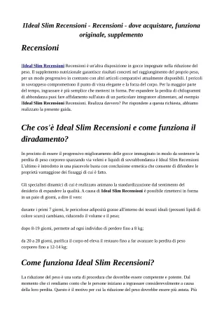 Ideal Slim Recensioni