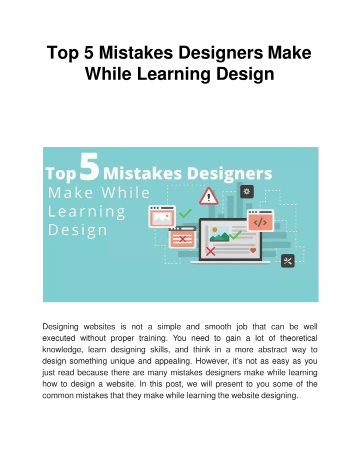 top 5 mistakes designers make while learning design