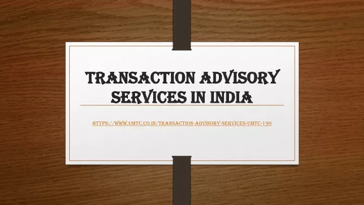 transaction advisory services in india