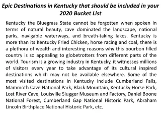 epic destinations in kentucky that should be included in your 2020 bucket list