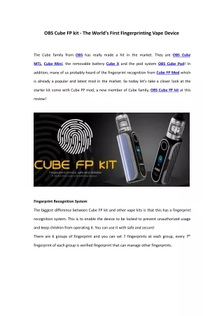 obs cube fp kit the world s first fingerprinting
