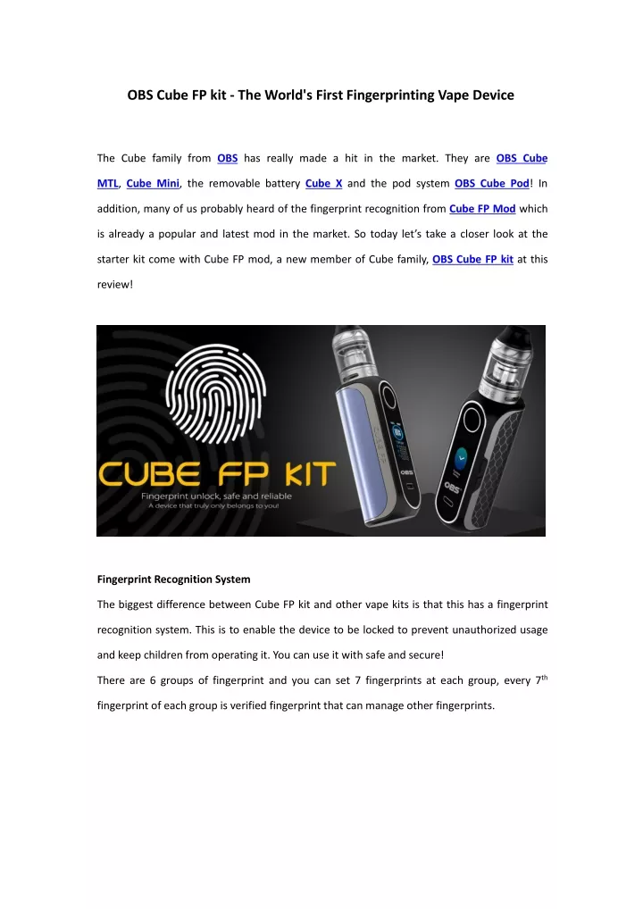 obs cube fp kit the world s first fingerprinting
