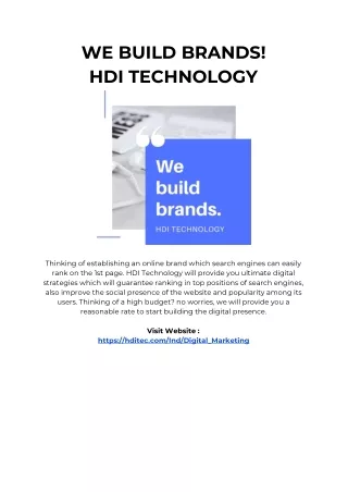 Digital Marketing Company in India | HDI Technology