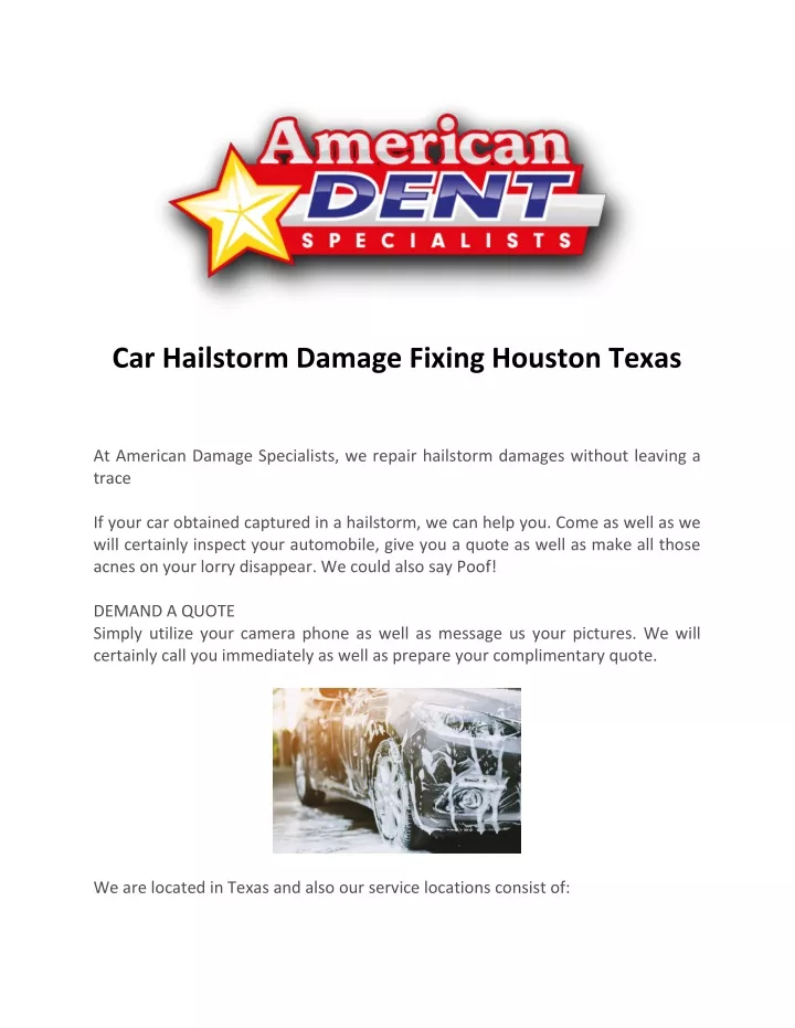 car hailstorm damage fixing houston texas
