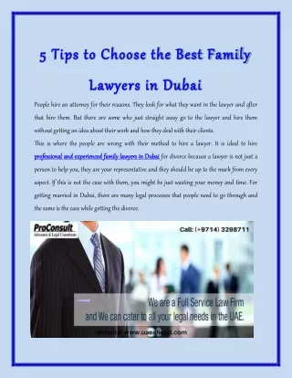 5 Tips to Choose the Best Family Lawyers in Dubai