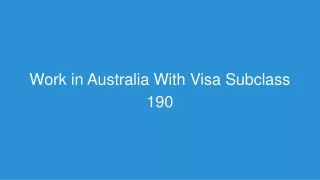 work in australia with visa subclass 190