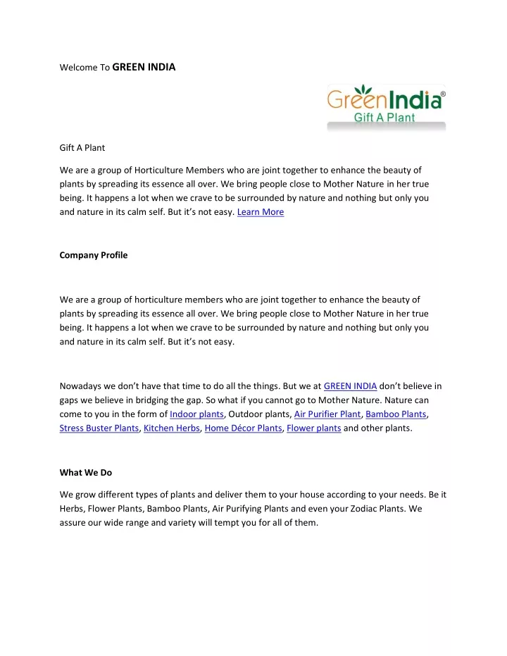welcome to green india