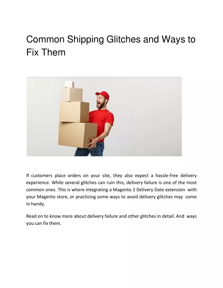 common shipping glitches and ways to fix them