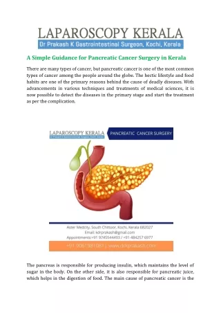 A Simple Guidance for Pancreatic Cancer Surgery in Kerala