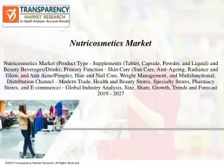 Nutricosmetics Market To Reach Valuation Of ~US$ 8,571.5 Million By 2027