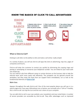 Know the basics of click to-call advatages