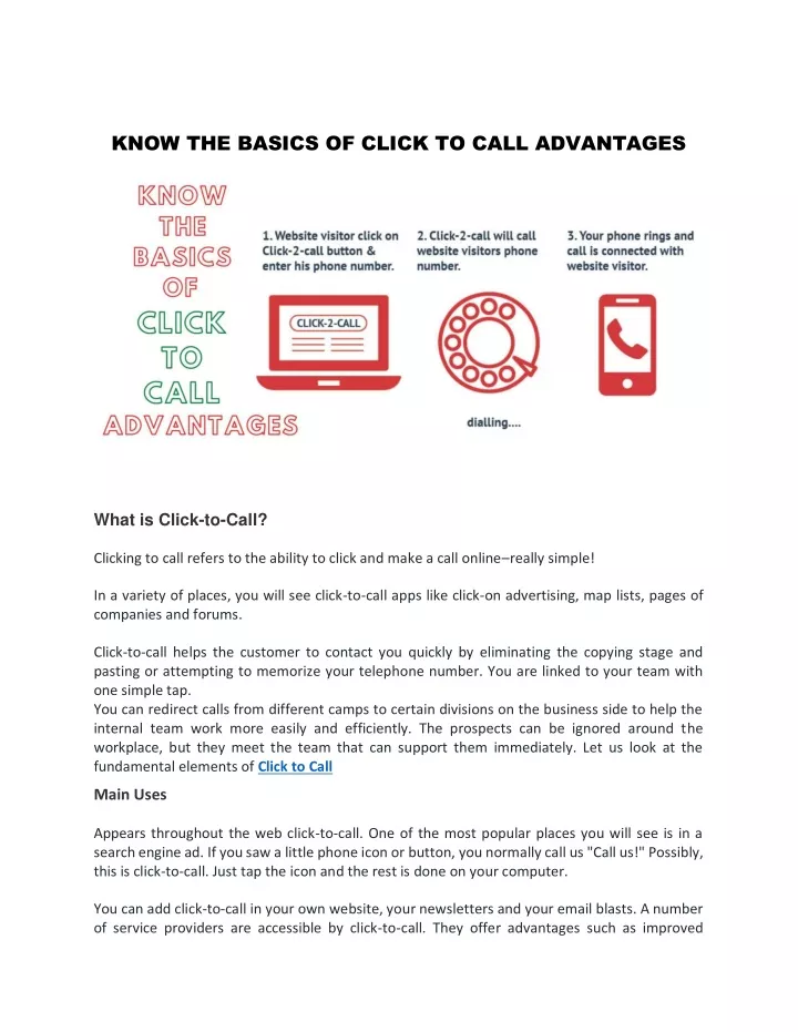 know the basics of click to call advantages