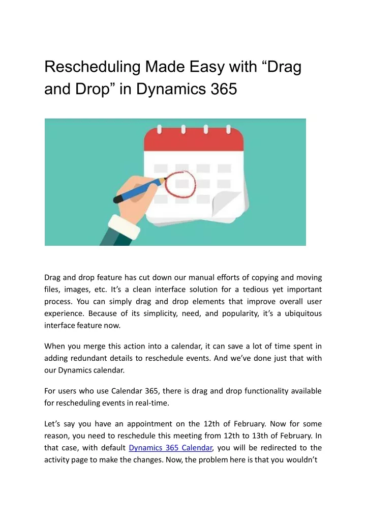 rescheduling made easy with drag and drop in dynamics 365