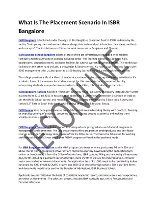 what is the placement scenario in isbr bangalore