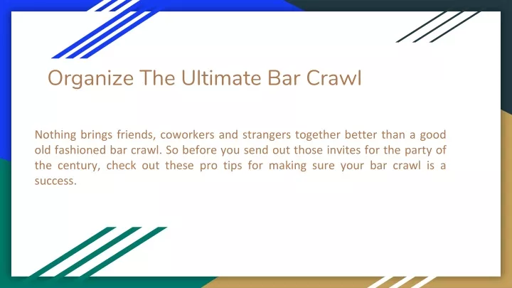 organize the ultimate bar crawl