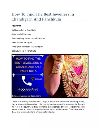 How To Find The Best Jewellers In Chandigarh And Panchkula