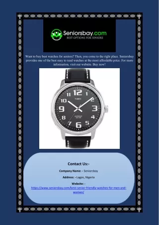 Easy to Read Watches for Seniors| Seniorsbay