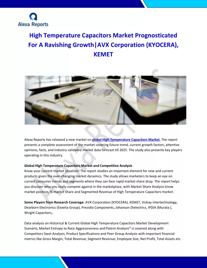 high temperature capacitors market prognosticated