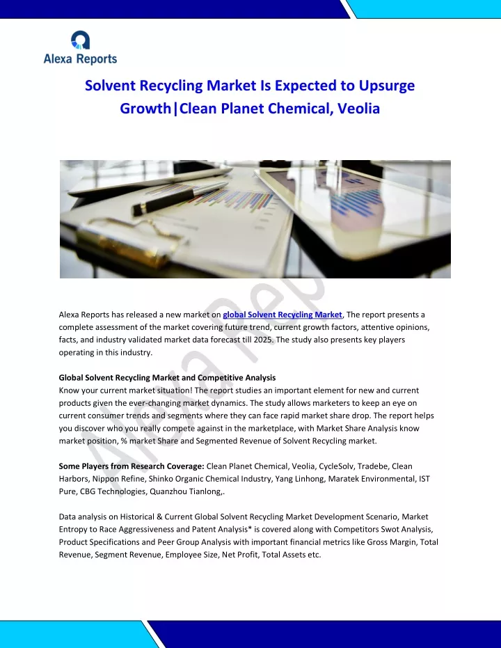 solvent recycling market is expected to upsurge
