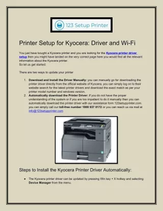Kyocera Printer Setup Services Solutions