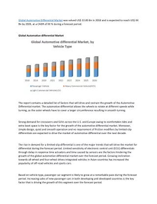 global automotive differential market was valued