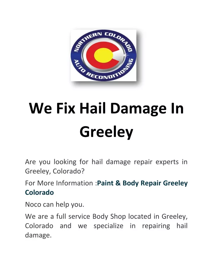 we fix hail damage in greeley