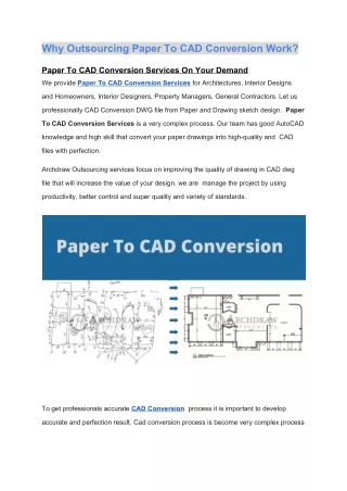 Why Outsourcing Paper To CAD Conversion Work?