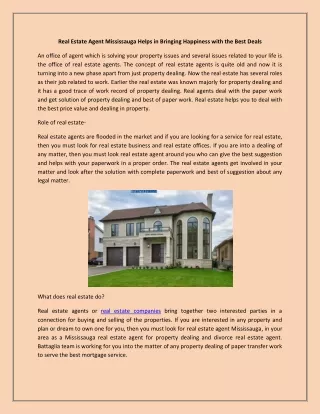 real estate agent mississauga helps in bringing