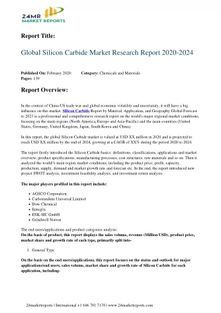 Silicon Carbide Market Research Report 2020-2024