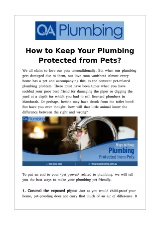 how to keep your plumbing protected from pets