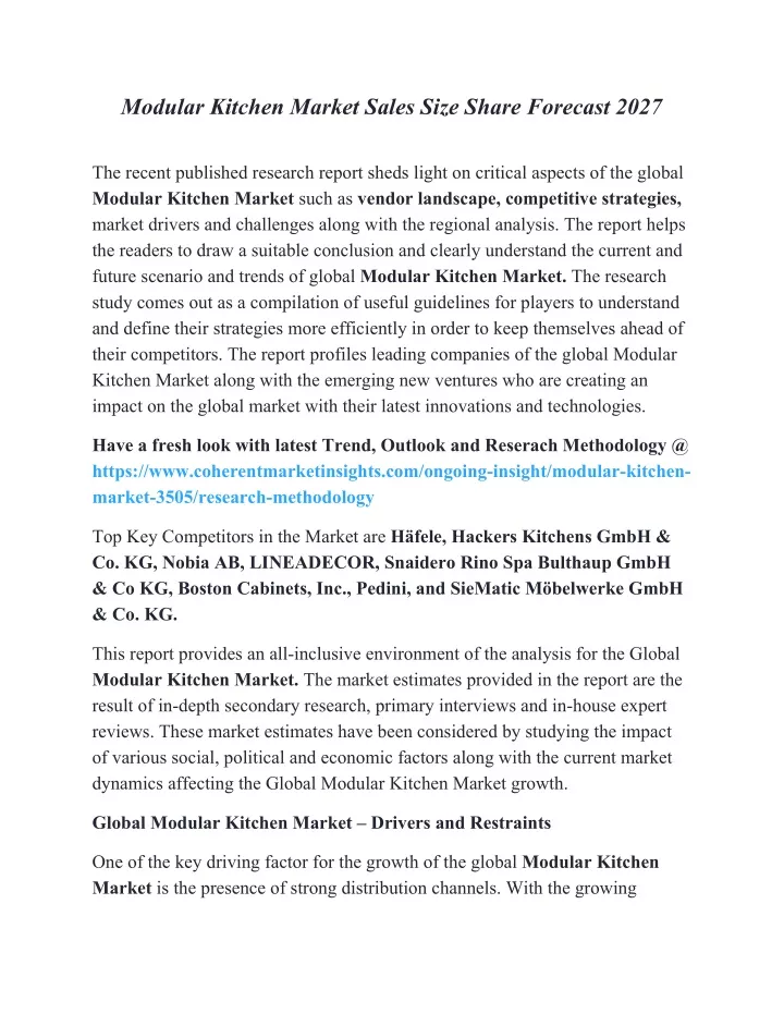 modular kitchen market sales size share forecast