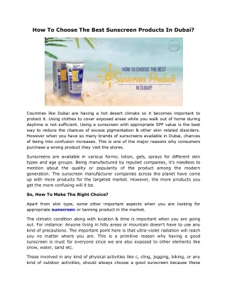 how to choose the best sunscreen products in dubai