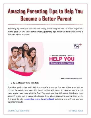 Amazing Parenting Tips to Help You Become a Better Parent