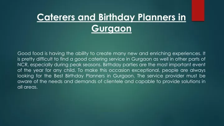 caterers and birthday planners in gurgaon