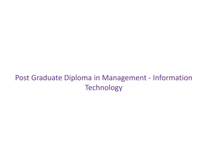 post graduate diploma in management information