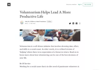 Volunteerism Helps Lead A More Productive Life