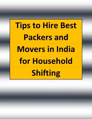 Best packers and movers in India