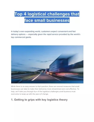Top 4 logistical challenges that face small businesses
