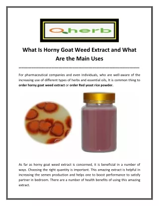 What Is Horny Goat Weed Extract and What Are the Main Uses