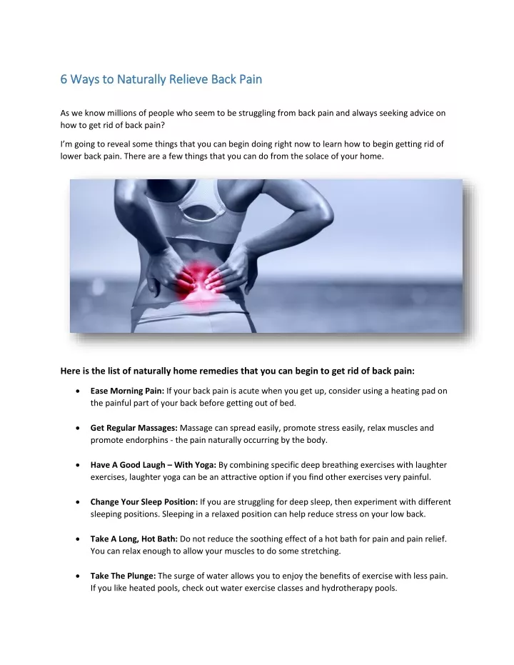 6 6 ways to naturally relieve back pain ways