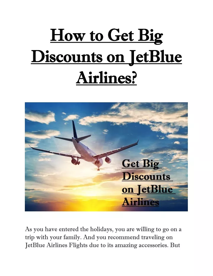 how to how to get big discounts on jetblue