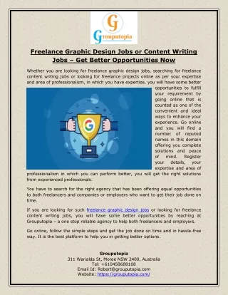 Freelance Graphic Design Jobs or Content Writing Jobs – Get Better Opportunities Now