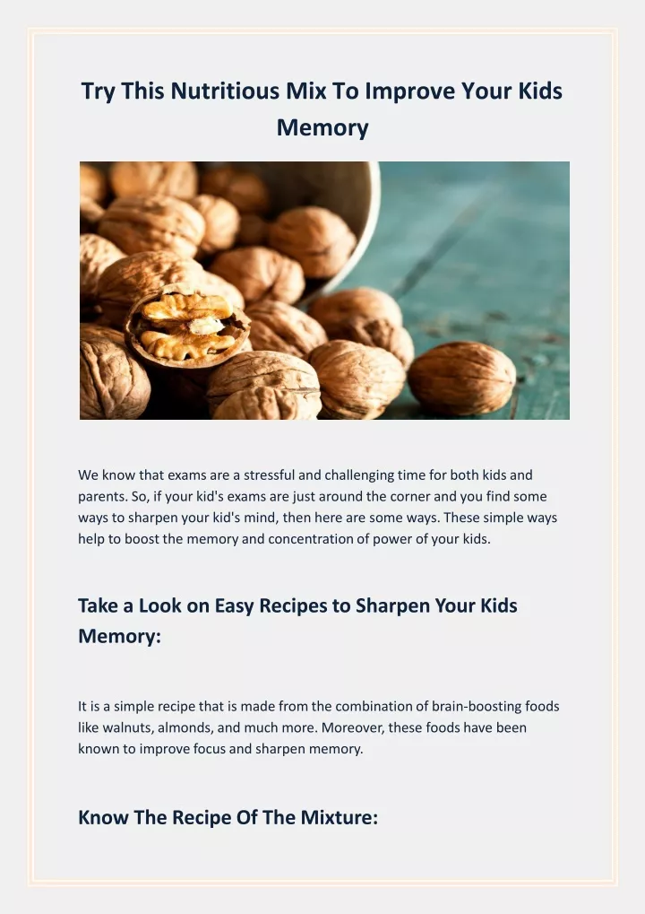 try this nutritious mix to improve your kids memory