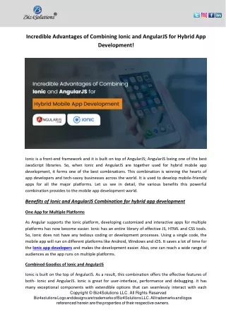 incredible advantages of combining ionic